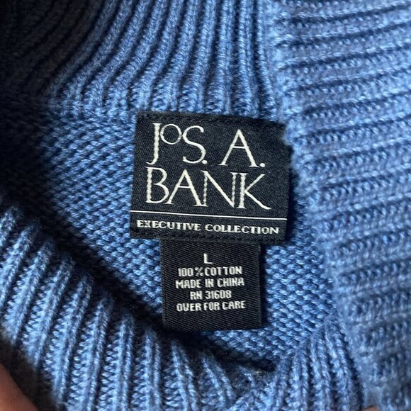 Jos A Bank Heavy Blue Cotton Sweater Size Large - Picture 4 of 6